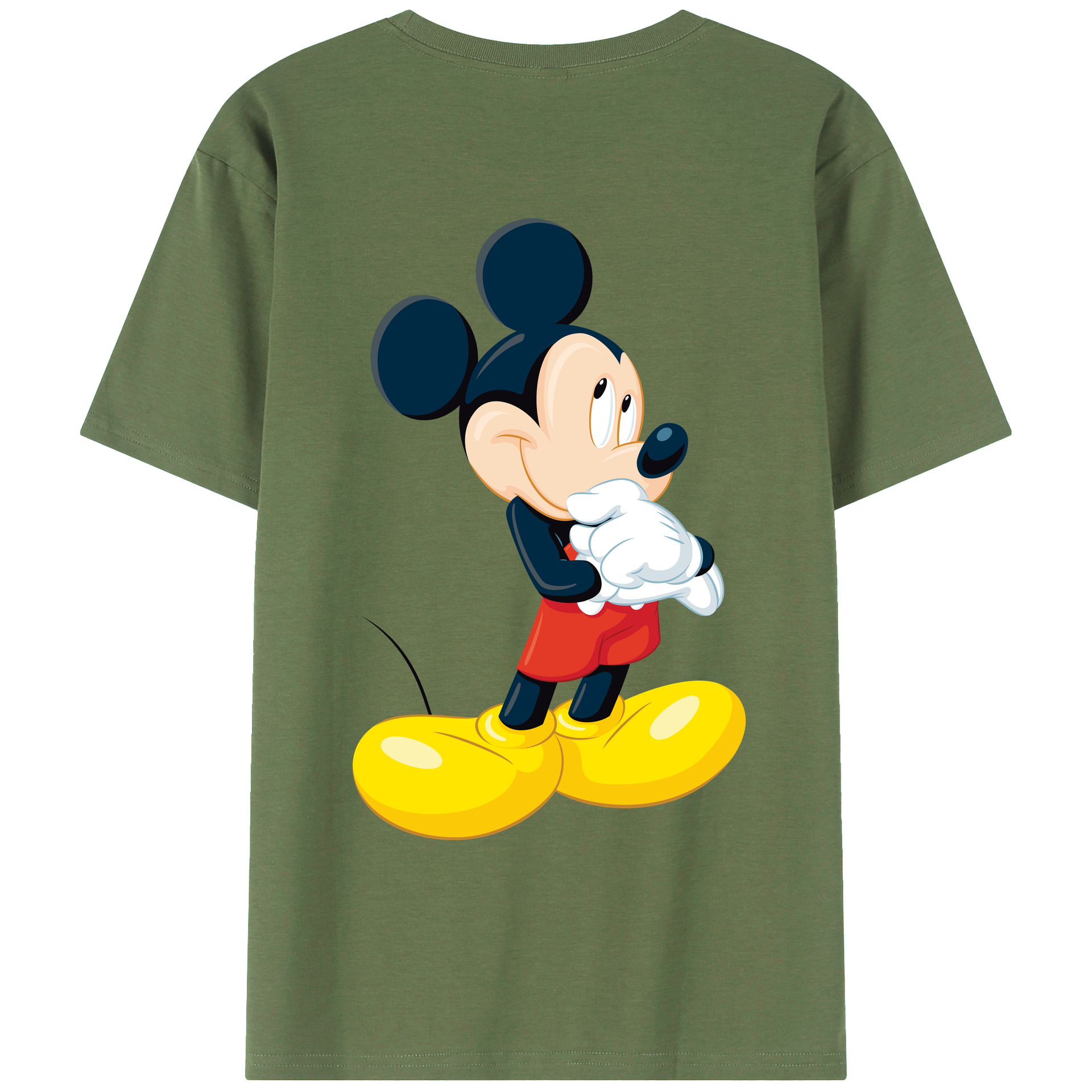 ミッキーマウス Mickey Mouse 綿100％ メンズ半袖Tシャツ（バックプリント） 通気性